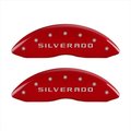 Mgp Caliper Covers MGP Caliper Covers 14005SSILRD Silverado Red Caliper Covers - Engraved Front & Rear; Set of 4 14005SSILRD
